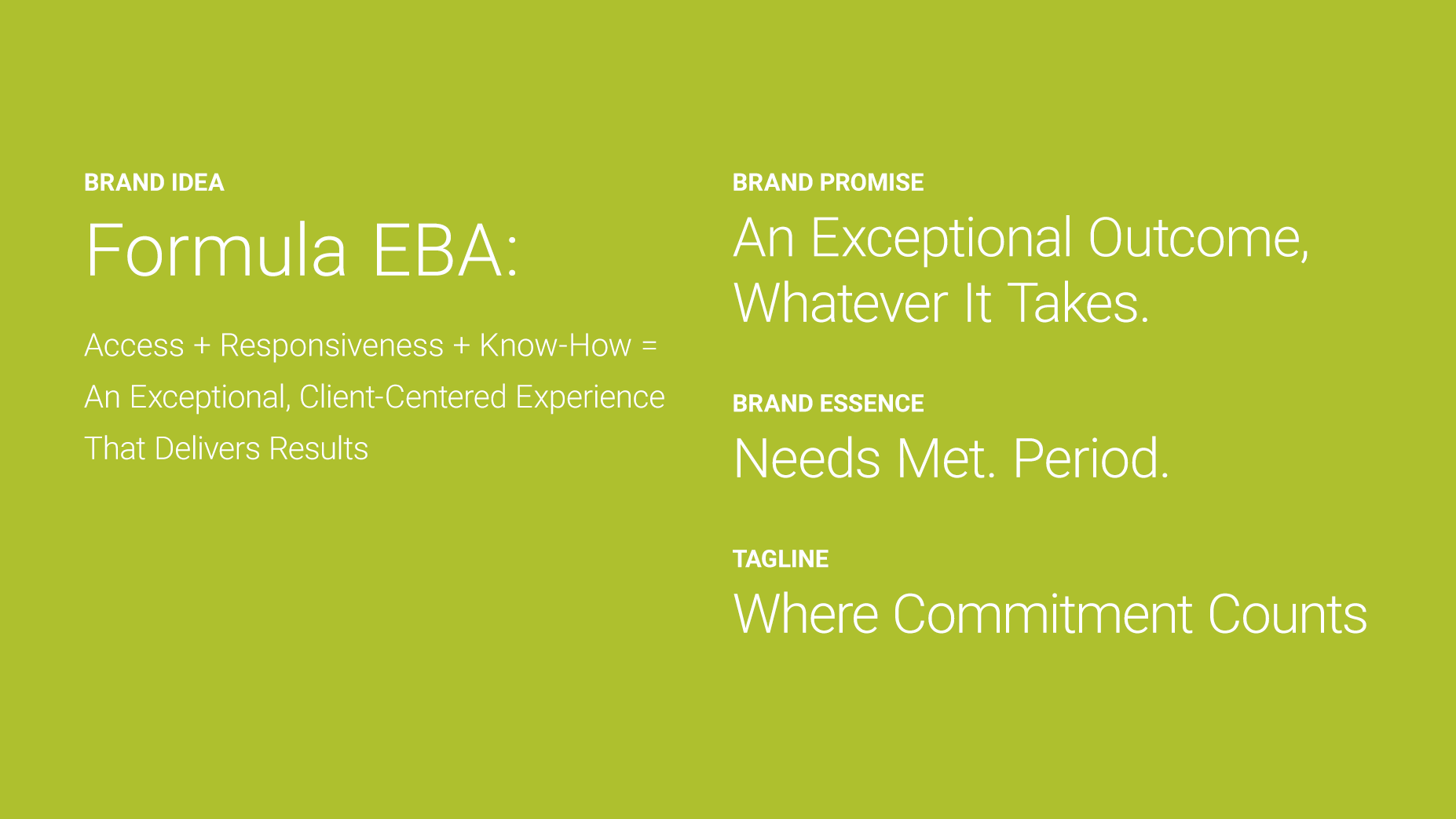 EBA Engineering rebrand, brand strategy and brand platform, brand idea, brand promise, brand essence, tagline
