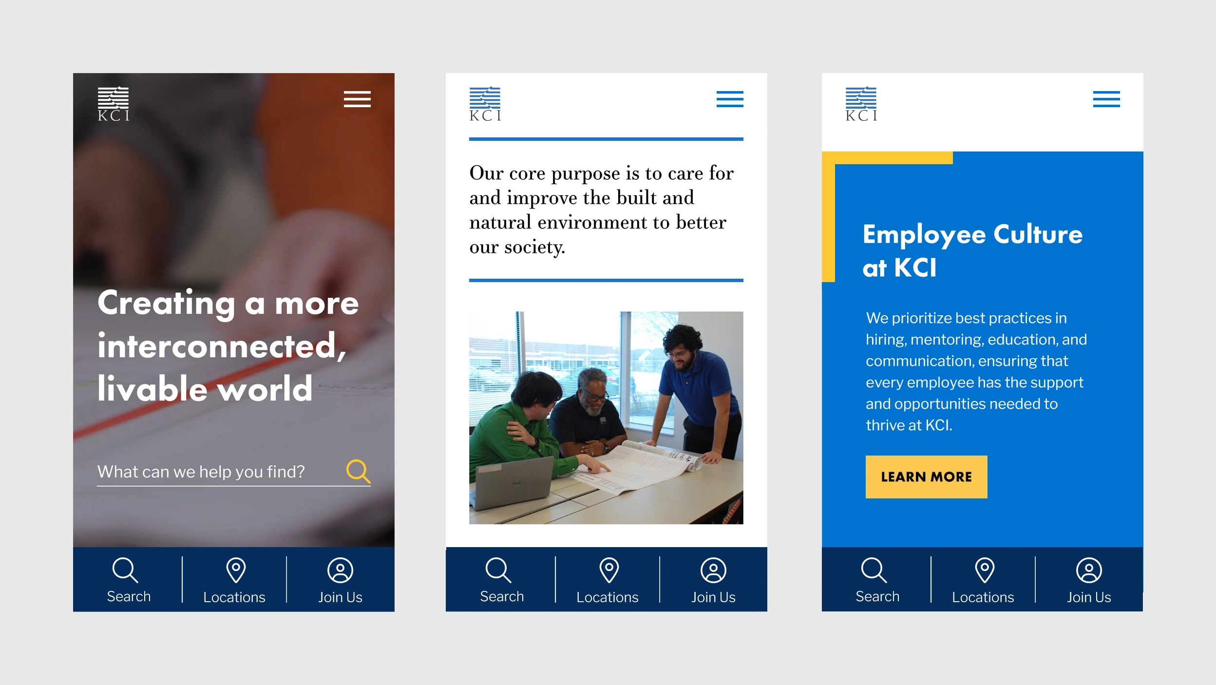 AEC web design KCI Technologies website redesign mobile design