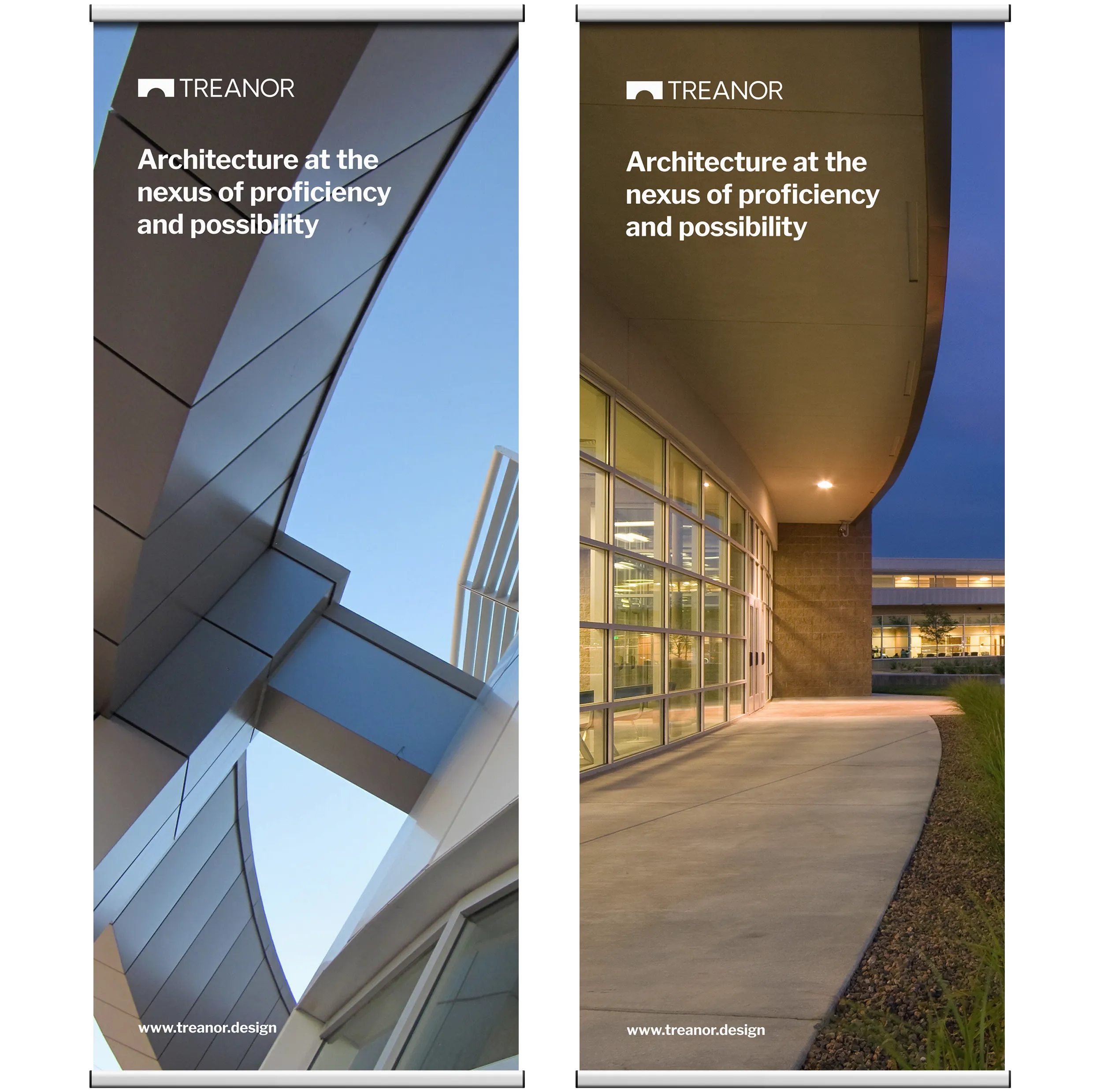 AEC branding Treanor architecture rebrand, visual identity, collateral and web design