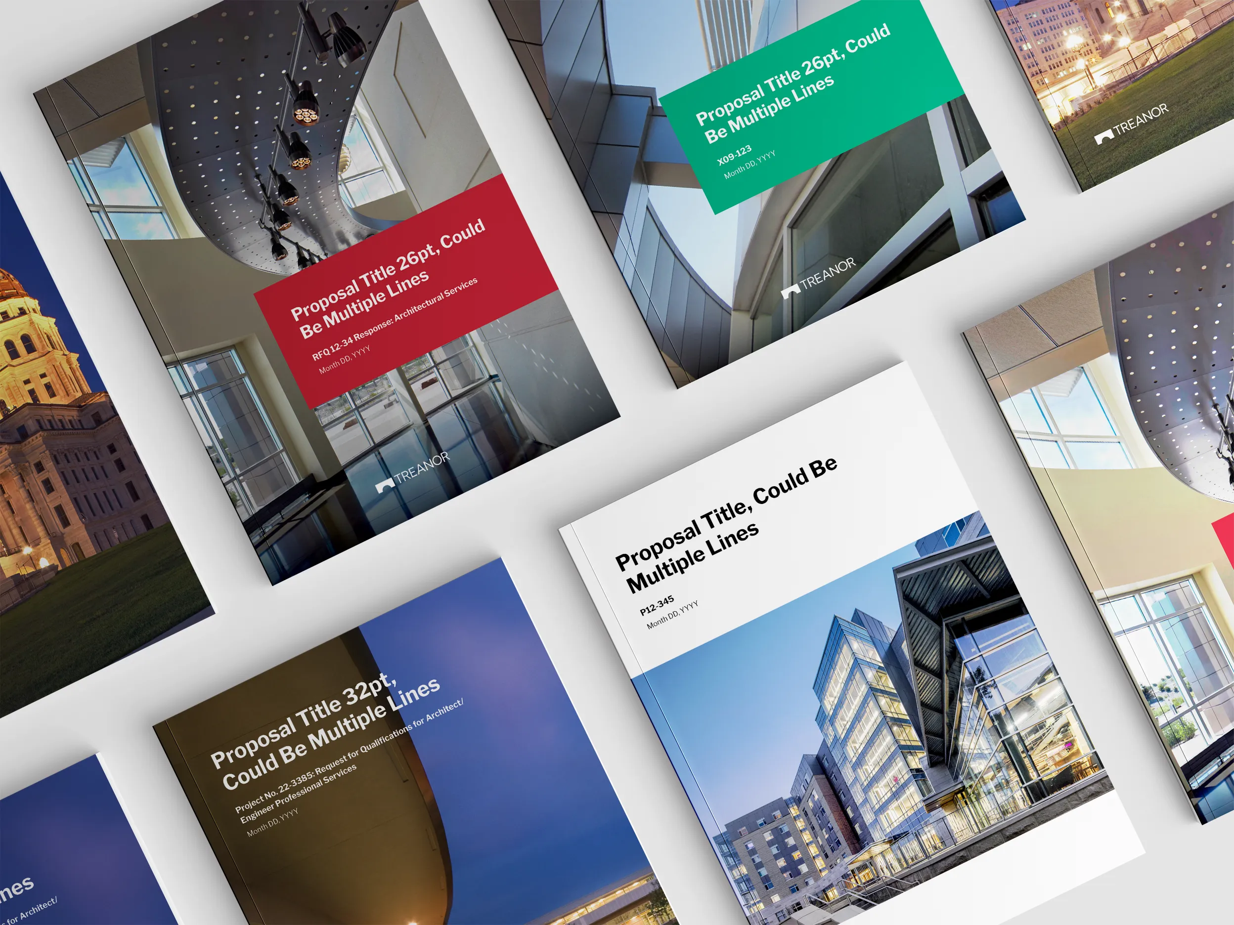 AEC branding Treanor architecture rebrand, proposal and collateral redesign