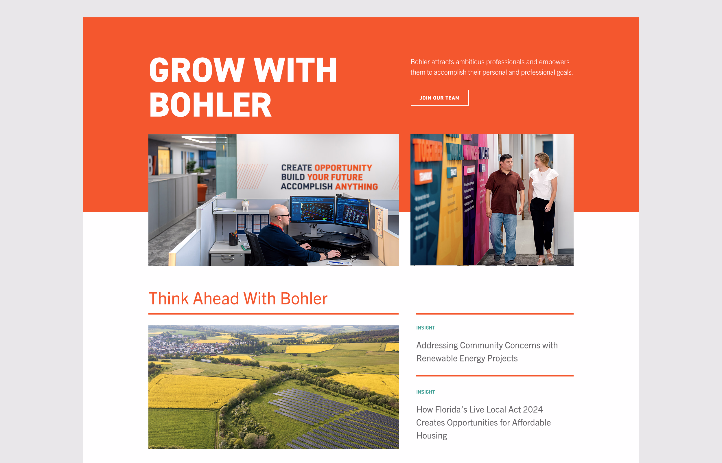 AEC web design Bohler Engineering website redesign careers callout